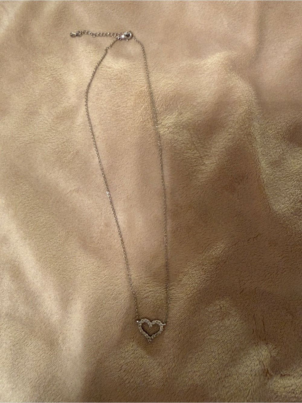 Silver Heart Pendant Necklace - Sparkling Crystal Accent